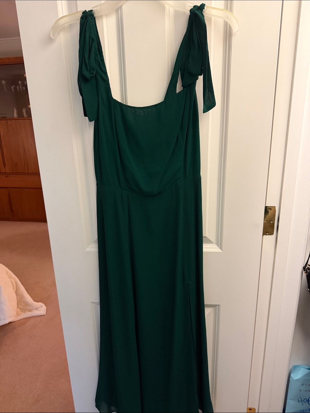 Reformation Deep Green Tie-Strap Maxi Dress